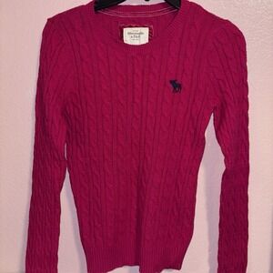 VTG Y2K Abercrombie & Fitch Pink Knit Cardigan Sweater Sz Médium Preppy Cottage